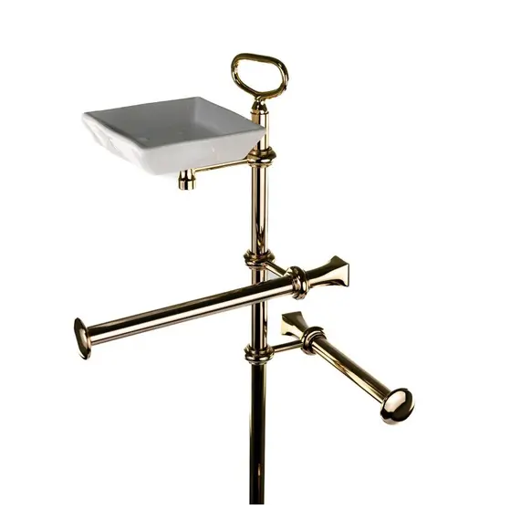 Stil Haus Prisma  cтойка: мыльн. + полотенцедер.+ бумагодер. + ёрш метал.   золото - белая керам