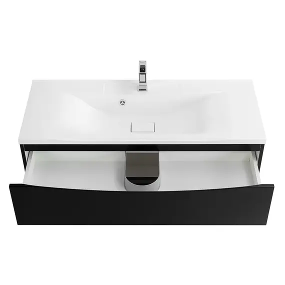 Тумба подвесная BelBagno MARINO Nero Lucido, раковина белая/черная