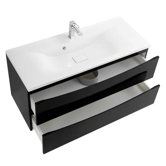 Тумба подвесная BelBagno MARINO Nero Lucido, раковина белая/черная