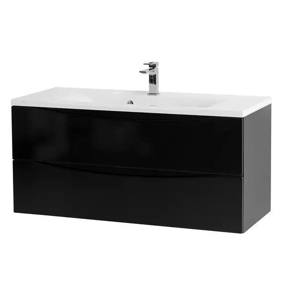 Тумба подвесная BelBagno MARINO Nero Lucido, раковина белая/черная