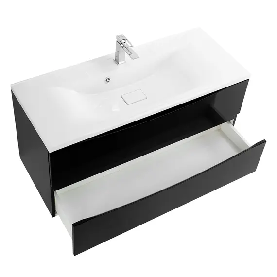 Тумба подвесная BelBagno MARINO Nero Lucido, раковина белая/черная