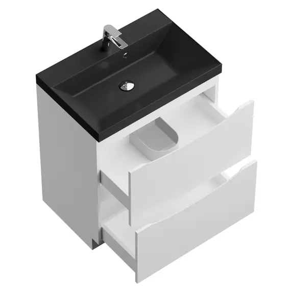 Тумба напольная с белой/черной раковиной BelBagno MARINO Bianco Lucido