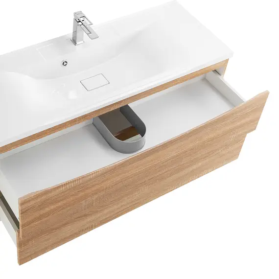 Тумба подвесная BelBagno MARINO Rovere Bianco, раковина белая/черная