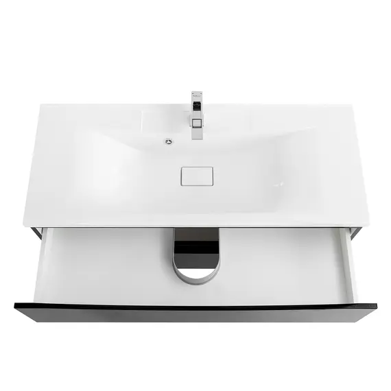 Тумба подвесная BelBagno MARINO Nero Lucido, раковина белая/черная