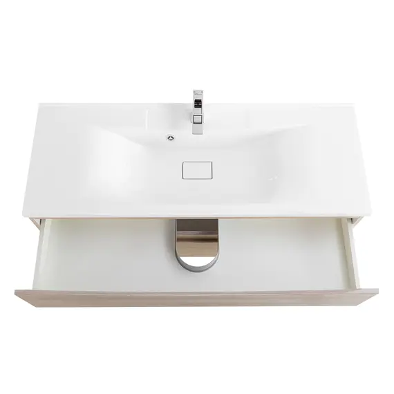 Тумба подвесная BelBagno MARINO Rovere Grigio, раковина белая/черная