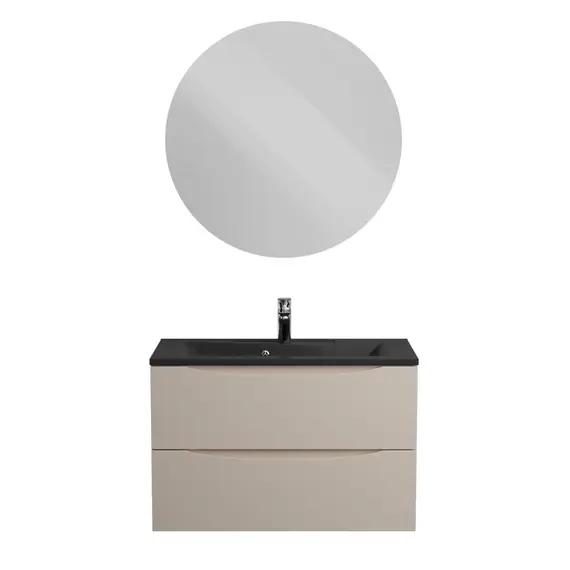 Тумба подвесная BelBagno MARINO Crema Opaco, раковина белая/черная