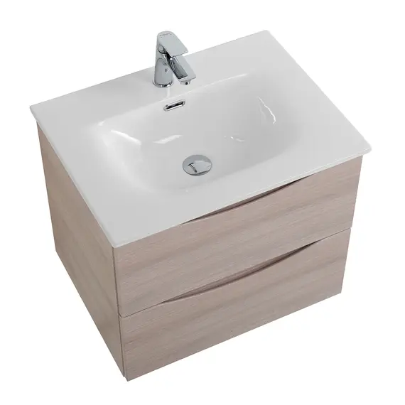 Тумба подвесная BelBagno MARINO Rovere Grigio, раковина белая/черная