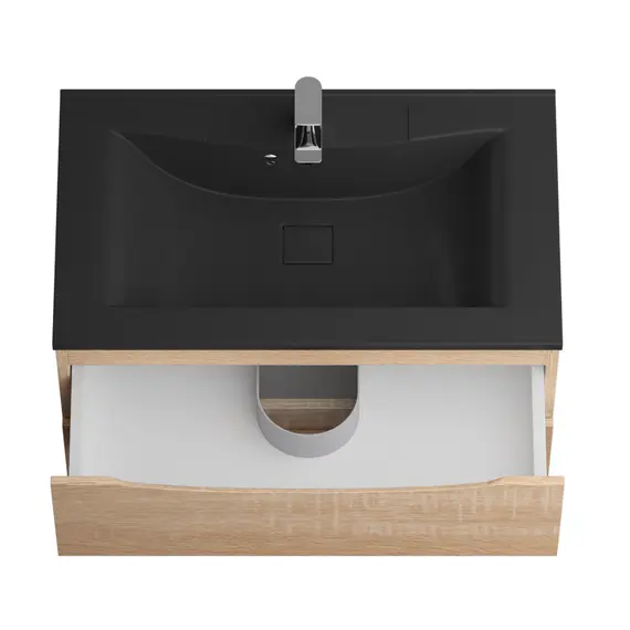 Тумба подвесная BelBagno MARINO Rovere Bianco, раковина белая/черная