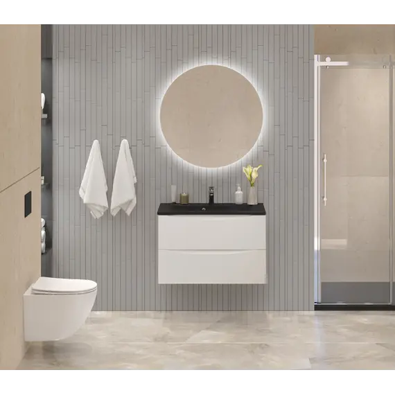 Тумба подвесная BelBagno MARINO Bianco Opaco, раковина белая/черная