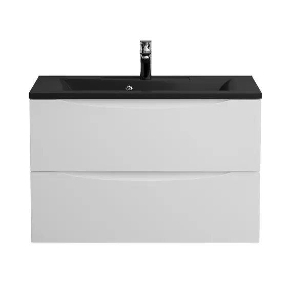 Тумба подвесная BelBagno MARINO Bianco Lucido, раковина чёрная/белая