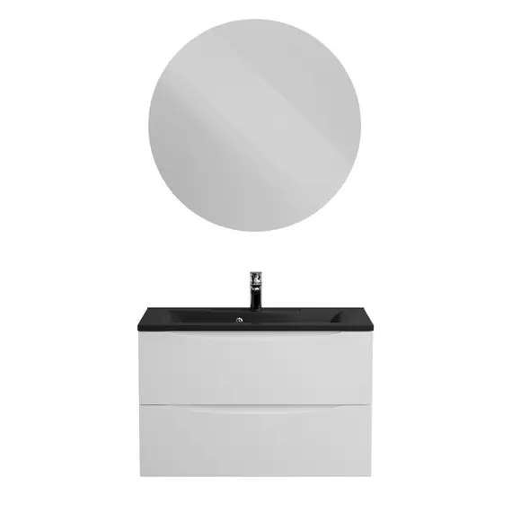 Тумба подвесная BelBagno MARINO Bianco Lucido, раковина чёрная/белая