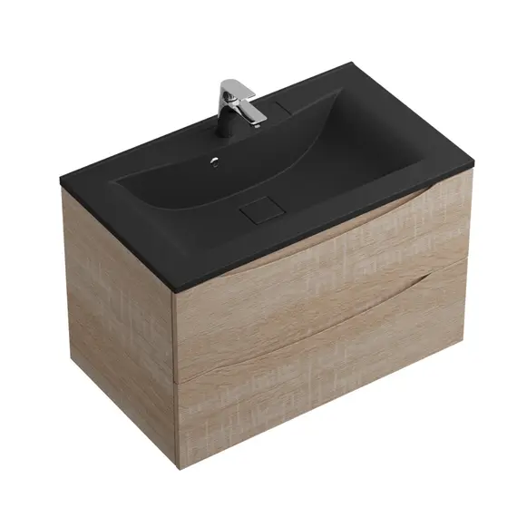 Тумба подвесная BelBagno MARINO Rovere Bianco, раковина белая/черная