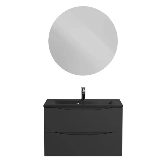 Тумба подвесная BelBagno MARINO Nero Lucido, раковина белая/черная