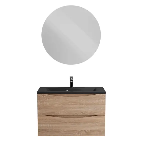 Тумба подвесная BelBagno MARINO Rovere Bianco, раковина белая/черная