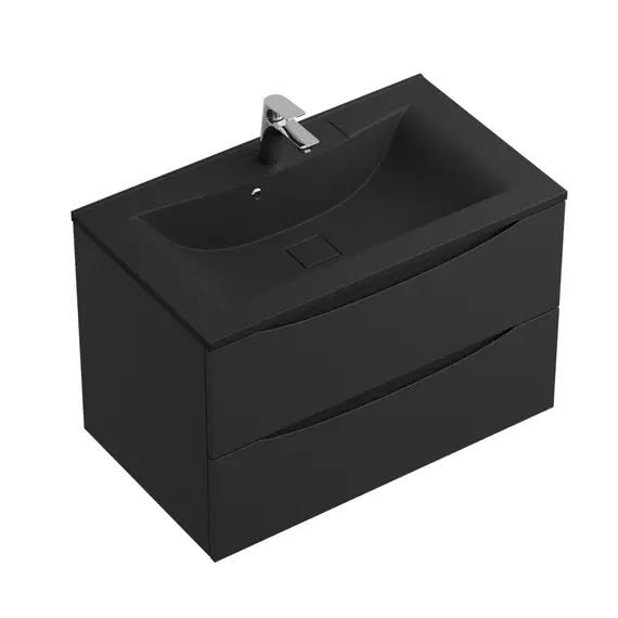 Тумба подвесная BelBagno MARINO Nero Lucido, раковина белая/черная