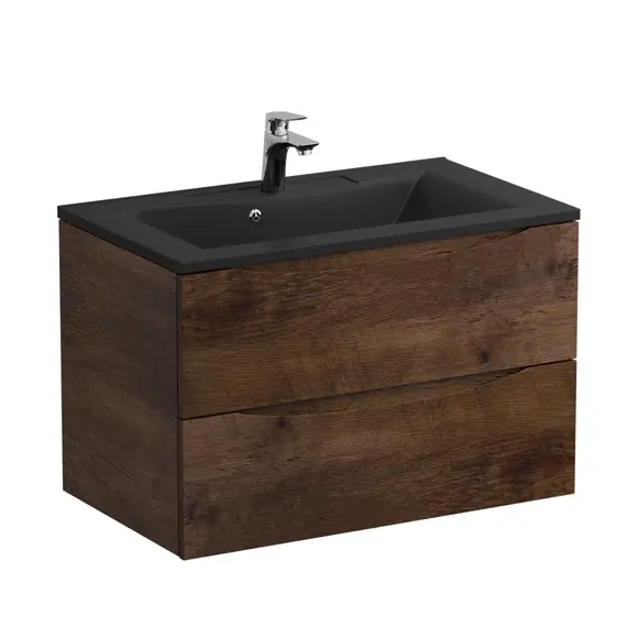 Тумба подвесная BelBagno MARINO Rovere Moro, раковина белая/черная