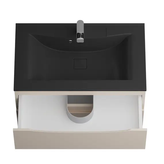 Тумба подвесная BelBagno MARINO Crema Opaco, раковина белая/черная
