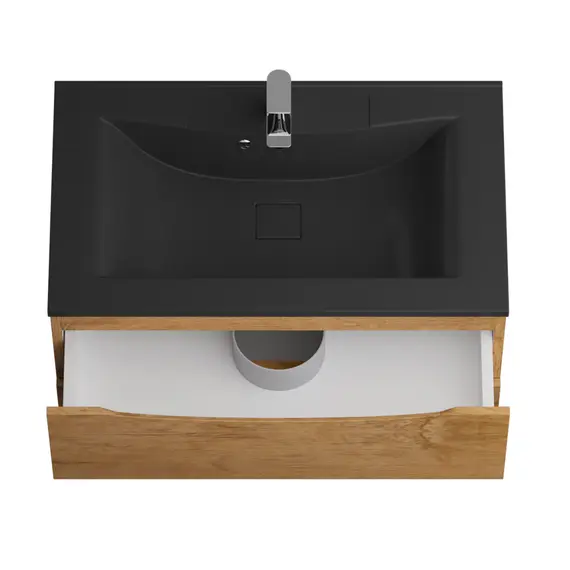 Тумба подвесная BelBagno MARINO Rovere Nature, раковина белая/черная