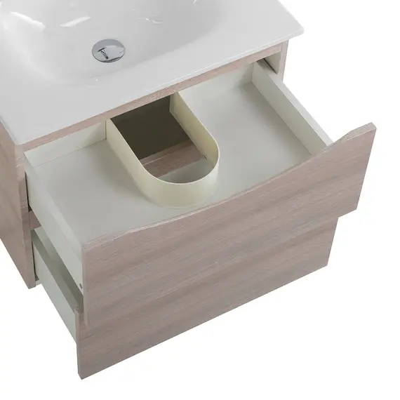 Тумба подвесная BelBagno MARINO Rovere Grigio, раковина белая/черная