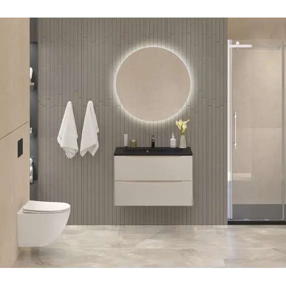 Тумба подвесная BelBagno MARINO Crema Opaco, раковина белая/черная