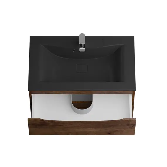 Тумба подвесная BelBagno MARINO Rovere Moro, раковина белая/черная