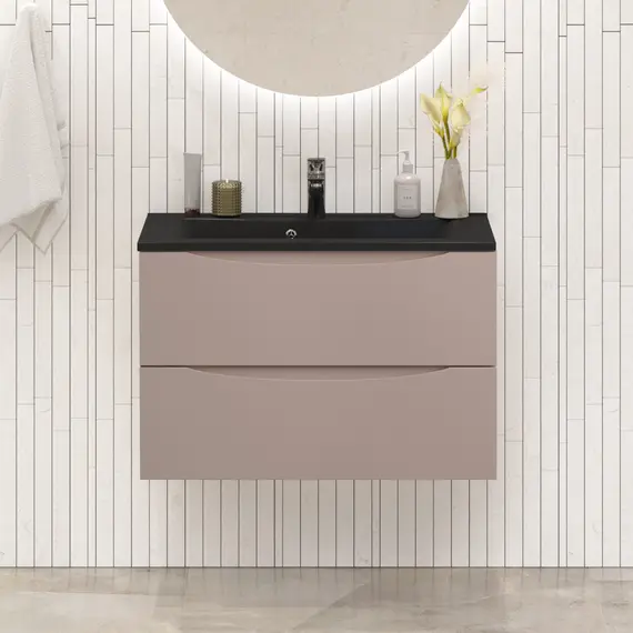 Тумба с черной раковиной подвесная BelBagno MARINO 80 Capucino Lucido