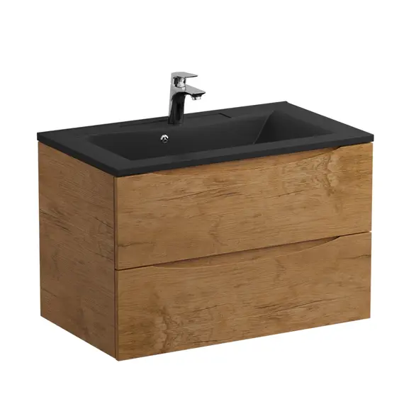 Тумба подвесная BelBagno MARINO Rovere Nature, раковина белая/черная