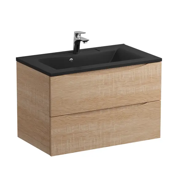 Тумба подвесная BelBagno MARINO Rovere Bianco, раковина белая/черная