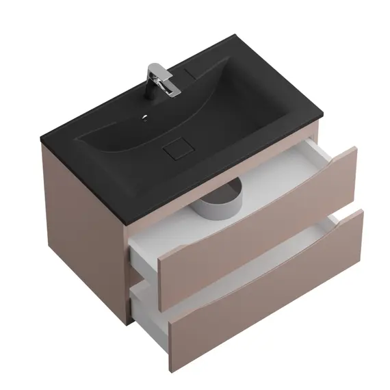 Тумба с черной раковиной подвесная BelBagno MARINO 80 Capucino Lucido