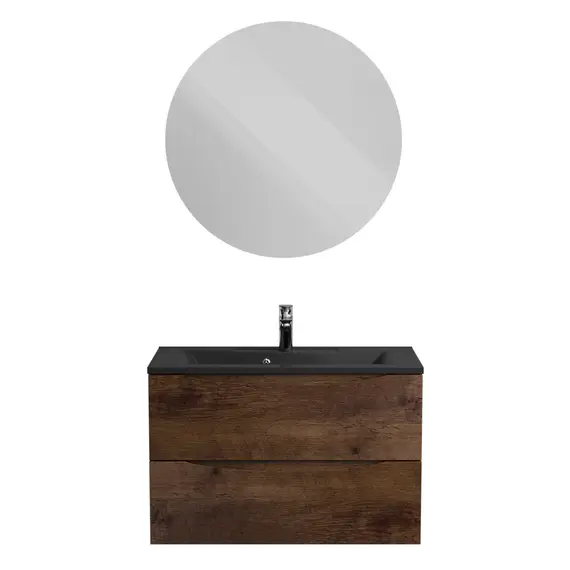 Тумба подвесная BelBagno MARINO Rovere Moro, раковина белая/черная