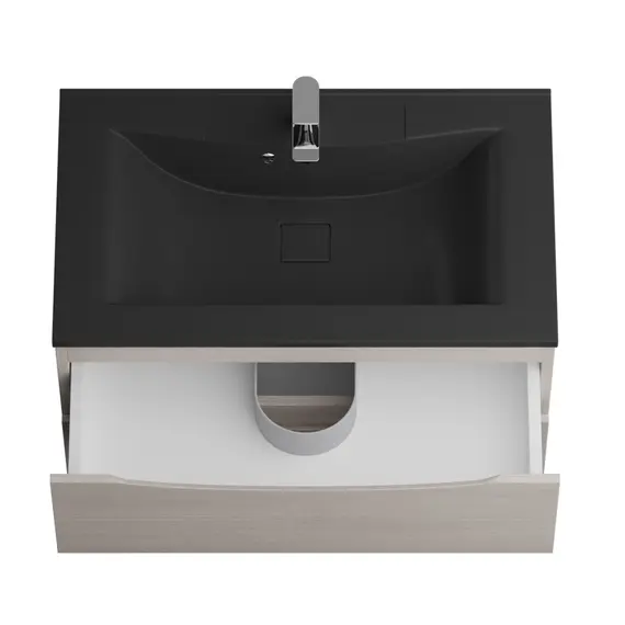 Тумба подвесная BelBagno MARINO Rovere Grigio, раковина белая/черная