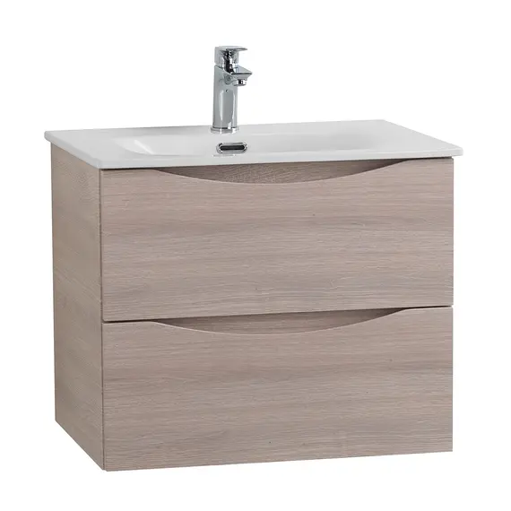 Тумба подвесная BelBagno MARINO Rovere Grigio, раковина белая/черная