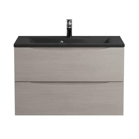 Тумба подвесная BelBagno MARINO Rovere Grigio, раковина белая/черная