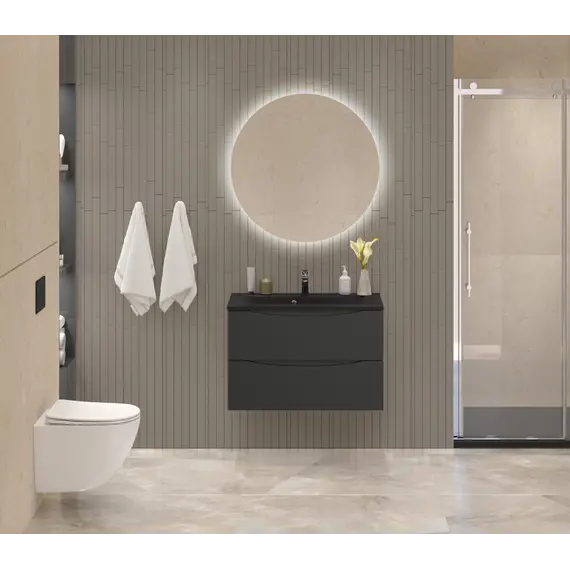 Тумба подвесная BelBagno MARINO Nero Lucido, раковина белая/черная