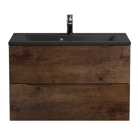 Тумба подвесная BelBagno MARINO Rovere Moro, раковина белая/черная