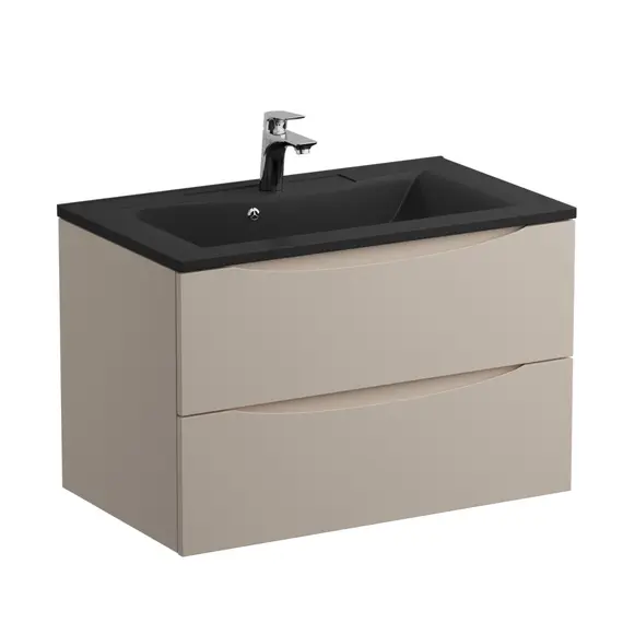 Тумба подвесная BelBagno MARINO Crema Opaco, раковина белая/черная