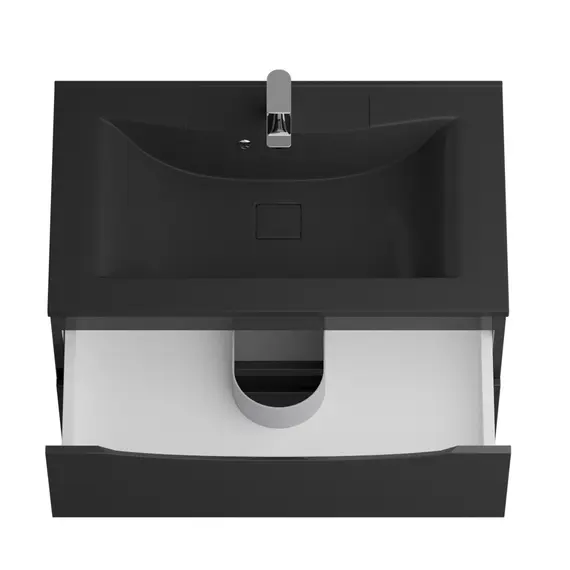 Тумба подвесная BelBagno MARINO Nero Lucido, раковина белая/черная