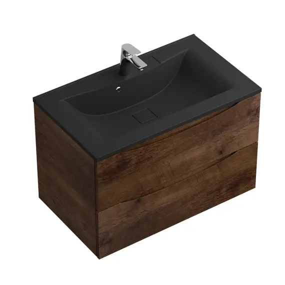 Тумба подвесная BelBagno MARINO Rovere Moro, раковина белая/черная