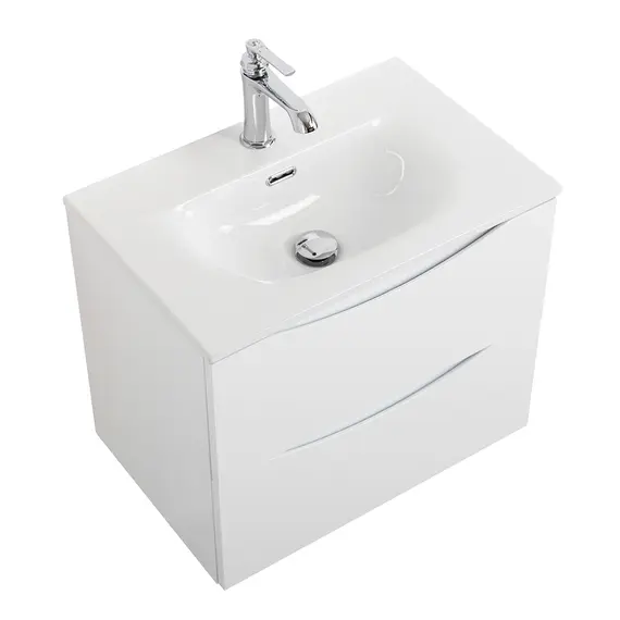 Тумба подвесная BelBagno MARINO Bianco Lucido, раковина чёрная/белая