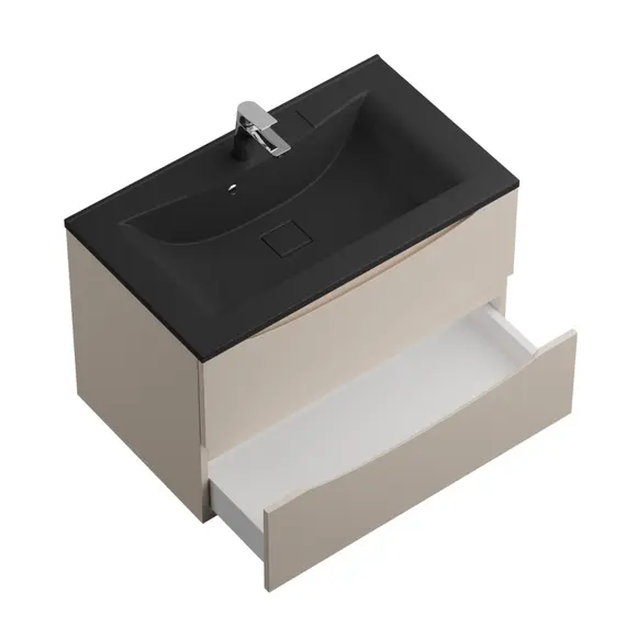 Тумба подвесная BelBagno MARINO Crema Opaco, раковина белая/черная