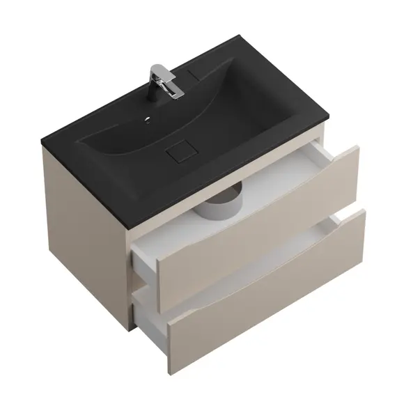 Тумба подвесная BelBagno MARINO Crema Opaco, раковина белая/черная