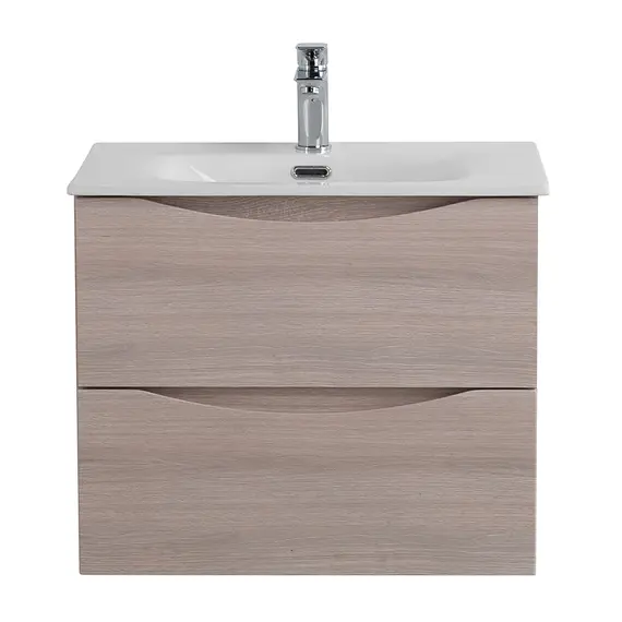 Тумба подвесная BelBagno MARINO Rovere Grigio, раковина белая/черная