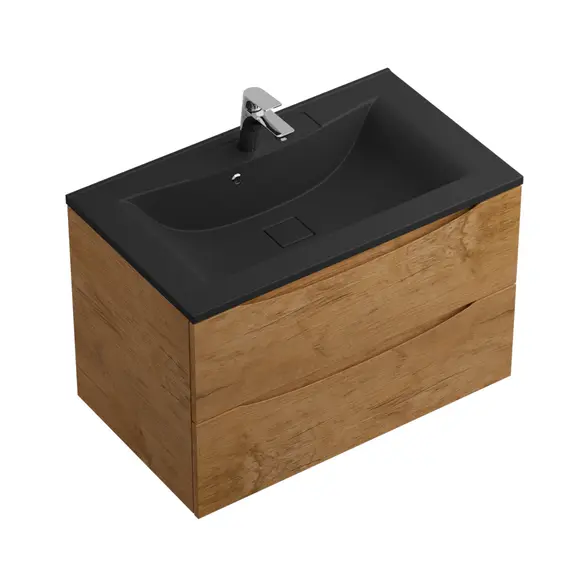 Тумба подвесная BelBagno MARINO Rovere Nature, раковина белая/черная