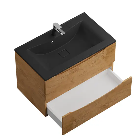 Тумба подвесная BelBagno MARINO Rovere Nature, раковина белая/черная