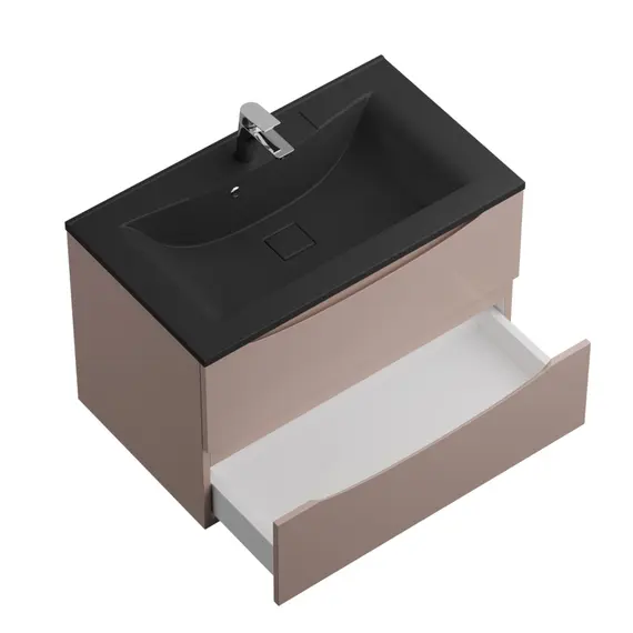 Тумба с черной раковиной подвесная BelBagno MARINO 80 Capucino Lucido