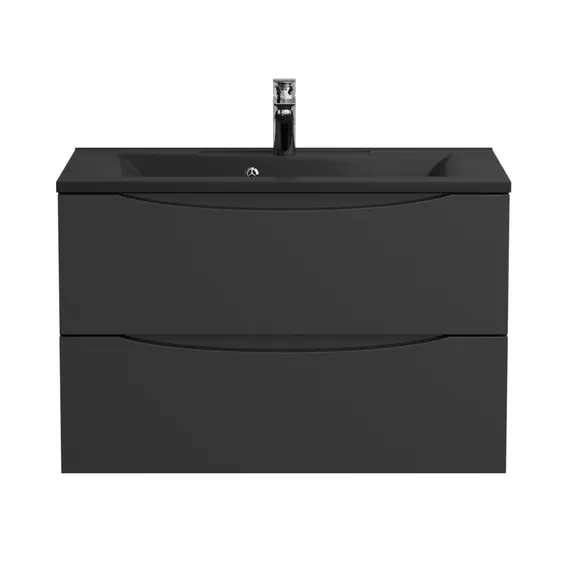 Тумба подвесная BelBagno MARINO Nero Lucido, раковина белая/черная