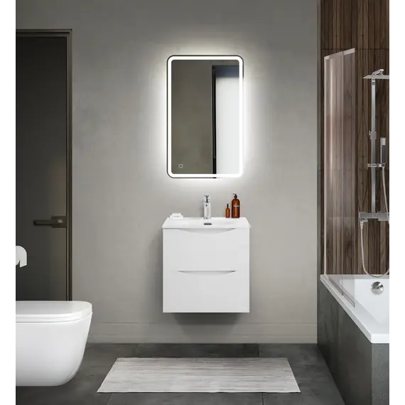 Тумба подвесная BelBagno MARINO Bianco Lucido, раковина чёрная/белая