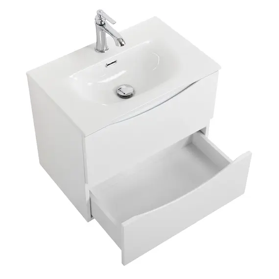 Тумба подвесная BelBagno MARINO Bianco Lucido, раковина чёрная/белая