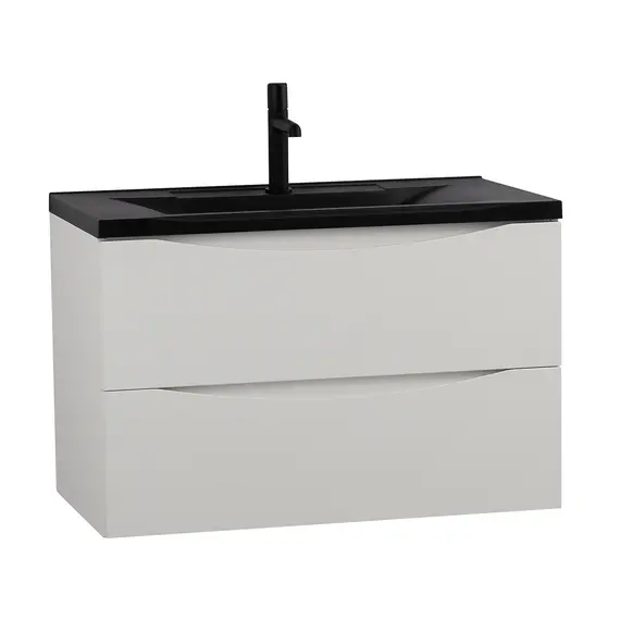 Тумба подвесная BelBagno MARINO Bianco Opaco, раковина белая/черная