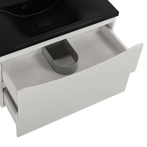 Тумба подвесная BelBagno MARINO Bianco Opaco, раковина белая/черная